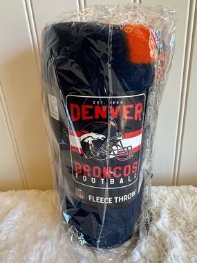 NFL Denver Broncos Navy & Orange Fleece Throw